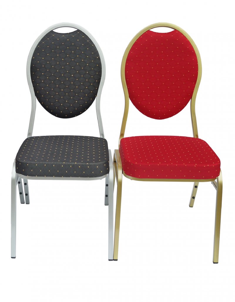 Chaise empilable Confort non feu rouge et dorée