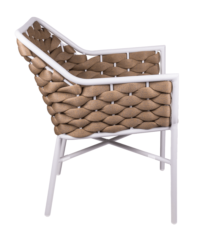 Fauteuil Chubby - Blanc et cordage taupe