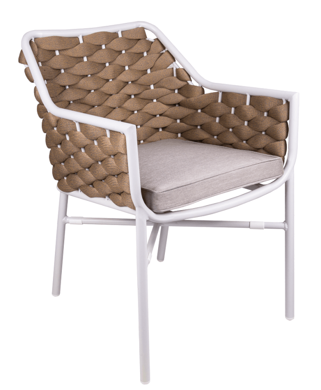 Fauteuil Chubby - Blanc et cordage taupe