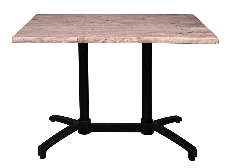 Table bistrot - Pied double Finition Aluminium noir et Plateau stratifié moulé - PLIABLE et ENCASTRABLE